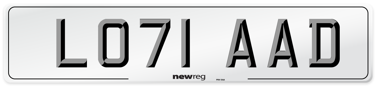 LO71 AAD Number Plate from New Reg